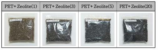 Zeolite 함량 별 PET M/B chip