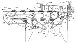 투입된 게를 고정시켜서 탈갑 및 이물질 제거 공정 자동화 장치: 미국특허 5,401,207