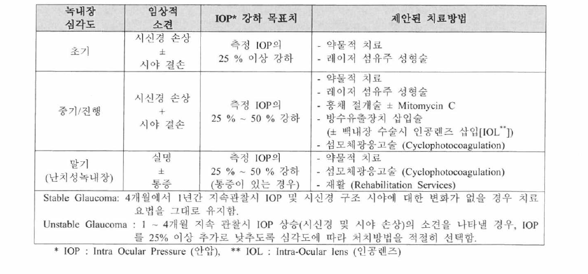 개방각 녹내장(Open Angle Glaucoma)의 치료방법