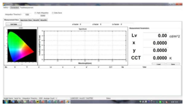 분광복사휘도계의 소프트웨어 화면