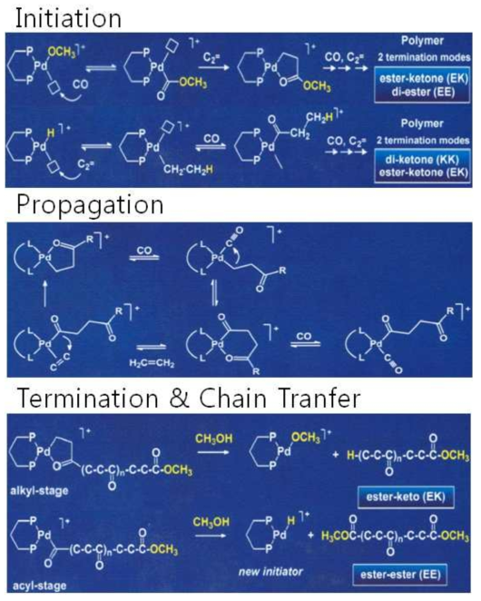 폴리케톤의 중합 Mechanism Pd(II)/Phosphine/Acid system