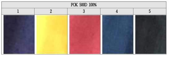 폴리케톤 원단(POK 500D 100%)의 염색 가공