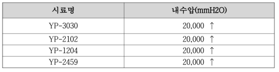 내수압 측정 결과
