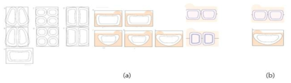 (a)마이크로니들 패치 디자인 안, (b)멀티스팟 패치/언더아이존 패치 최종 디자인