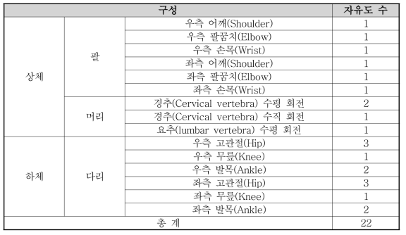 인간형 스키로봇 자유도