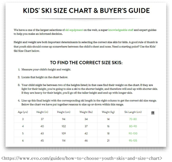 스키 선정 참고 사이트