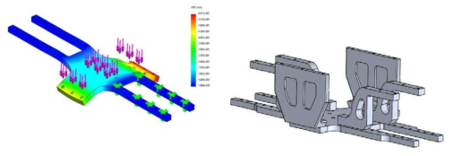 강성 보강 설계 결과(좌) based on solidworks solver