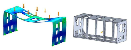 강성 보강 결과(좌) based on solidworks solver