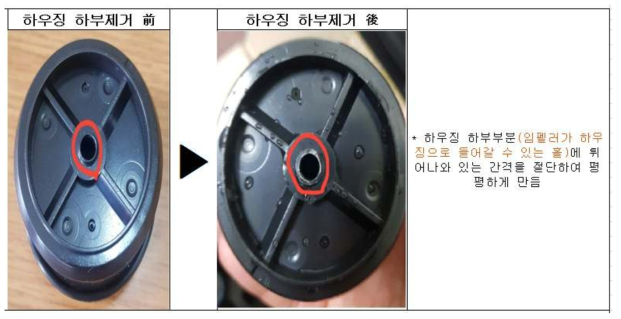 하우징 하부 제거 전후