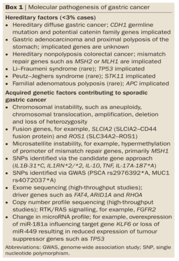 Molecular pathogenesis of gastric cancer