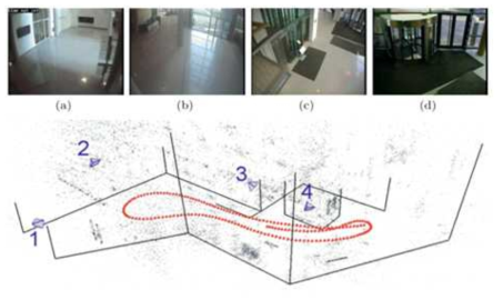 The two top rows show seven views from the surveillance cameras at the Airport Vienna.