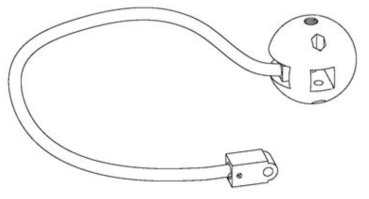 볼마커 어셈블리 장비의 1 유닛 그림, 직경 4cm 의 볼마커와 회전 가능하도록 고정된 제1 결합핀 및 로프의 말단에 고정된 제2 결합핀
