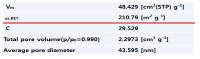 그래핀 기반 망간산화물 나노복합체(GM) 의 BET 측정결과