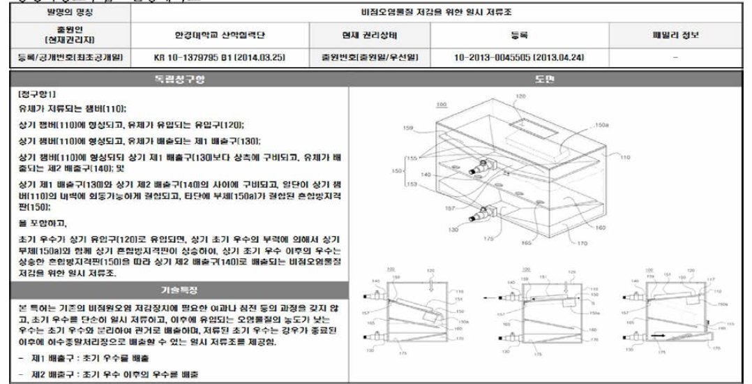 한경대학교의 침투시설 형태, 특허 조사자료