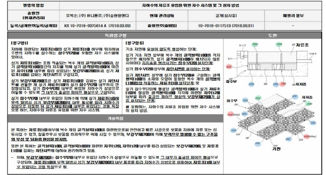 송헌알엔디사의 부력저감기술의 형태, 특허 조사자료