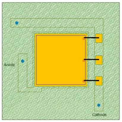 3mm x 3mm n Top SiPM chip 전용 개발 PCB Top면 설계도면