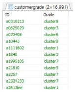 고객별 군집 산출 결과