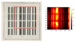 금속 기준 패턴 측정 결과 (좌) 기준 패턴 및 (우) 측정 이미지
