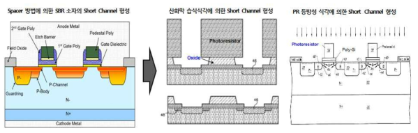 SBR 전력소자의 Short Channel 형성 공정 단순화 개념도.