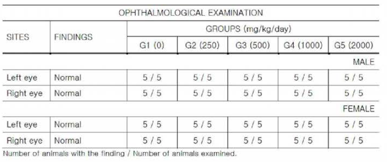 랫드를 이용한 2주반복 경구 DRF 독성시험-안과학적 검사