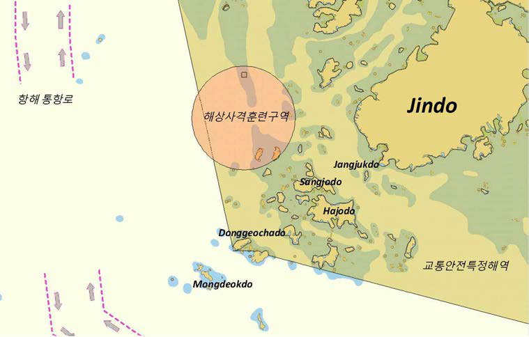 해 상 사 격 훈 련 구 역 ，항 해 통 항 로 ，교통안전특정해역