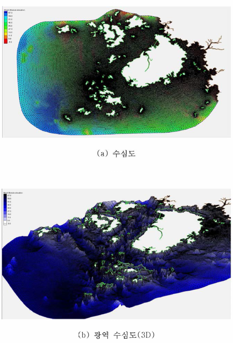 계산해역의 유한요소 격자망도(광역 )