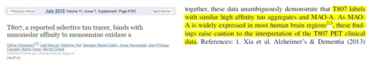 [18F]AV1451의 Off-Target Binding 발표, 2015