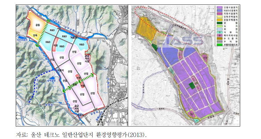 사전환경성검토 전과 후의 사업지구 경계