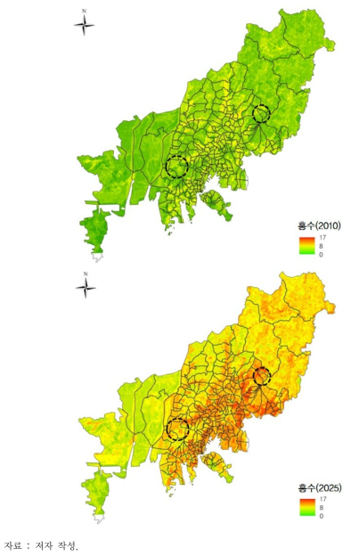 부산광역시 홍수 노출특성 비교