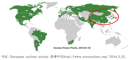 세계 원자력 시설 구축 현황(2013.1)