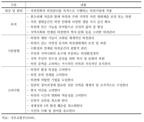 자연친화적 하천관리에 관한 통합지침의 개요