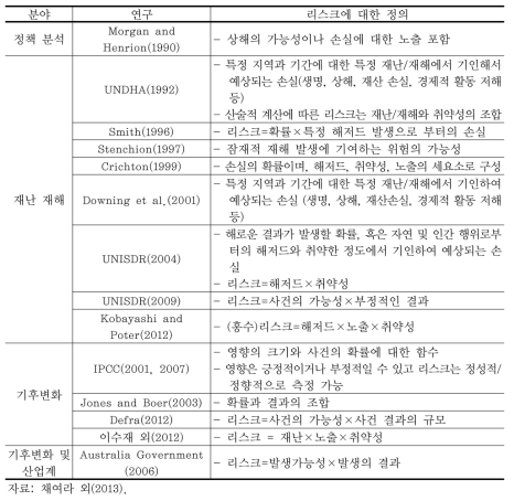 분야별 리스크 정의