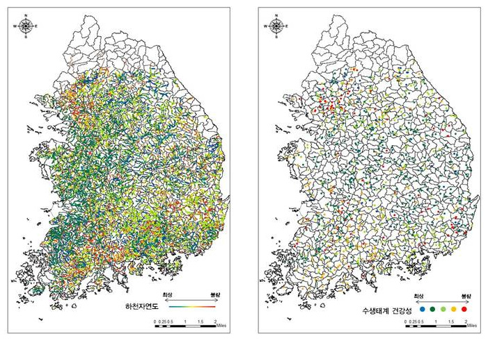 하천자연도, 수생태계 건강성 조사의 횡적 연결성 훼손 상태