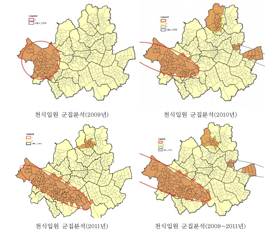 연도별 천식입원 군집분석