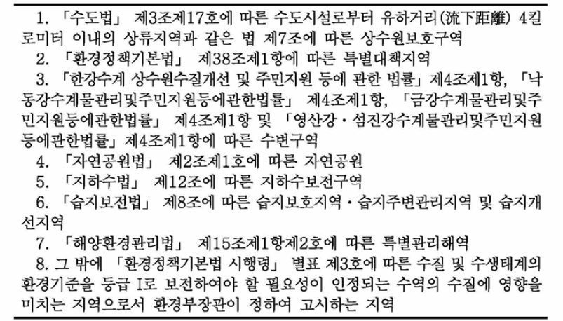 「가축분뇨의 관리 및 이용에 관한 법률 시행령」제12조의 엄격한 방류수질기준 적용지역