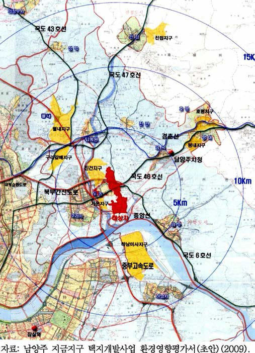 남양주지금지구 보금자리주택지구 위치도 및 주변 사업 현황