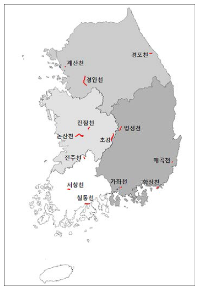 고향의 강 사업 대상지