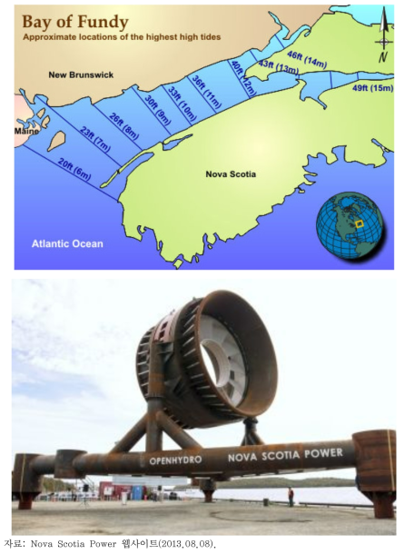 캐나다 Fundy 만 지역 소개와 설치된 조류발전 장치