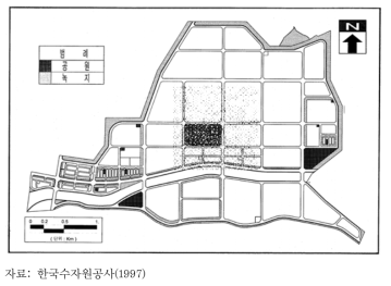 구미국가산업4단지 조성 당시 공원 및 녹지 조성계획도