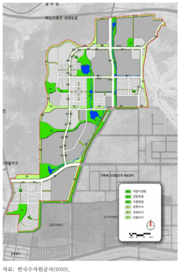 구미국가산업단지 확장단지 조성사업 공원 및 녹지 계획도