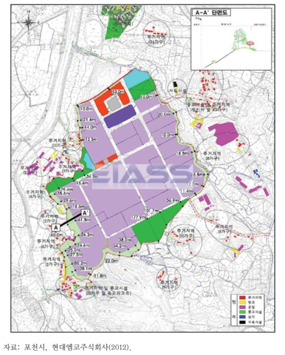 포천 용정일반산업단지 조성사업 산업단지와 주거지역 사이의 공원 및 완충녹지 계획 폭