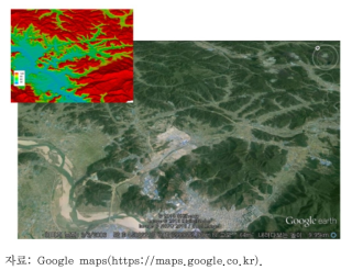 시뮬레이션을 위한 지형구성과 위성영상(3D)