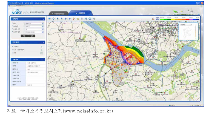 국가소음정보시스템의 소음 지도