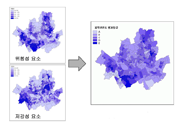 이창희와 이석민(2006) 연구의 서울시 지역안전도 결과