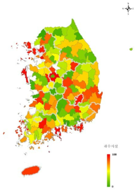 지역별 취수시설 취약성 분포 현황