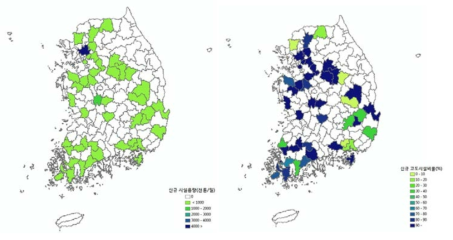 지자체별 신규 고도정수처리 소요 시설용량