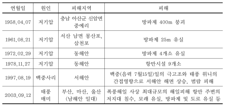 국내에서 발생한 해일 피해