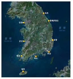 해수면 빈도 변화 산출지역