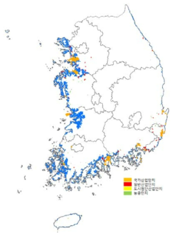 전국 및 범람지역 산업단지 현황