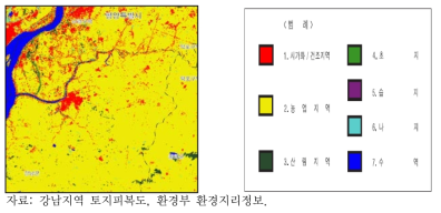 곤양강 유역의 토지피복도